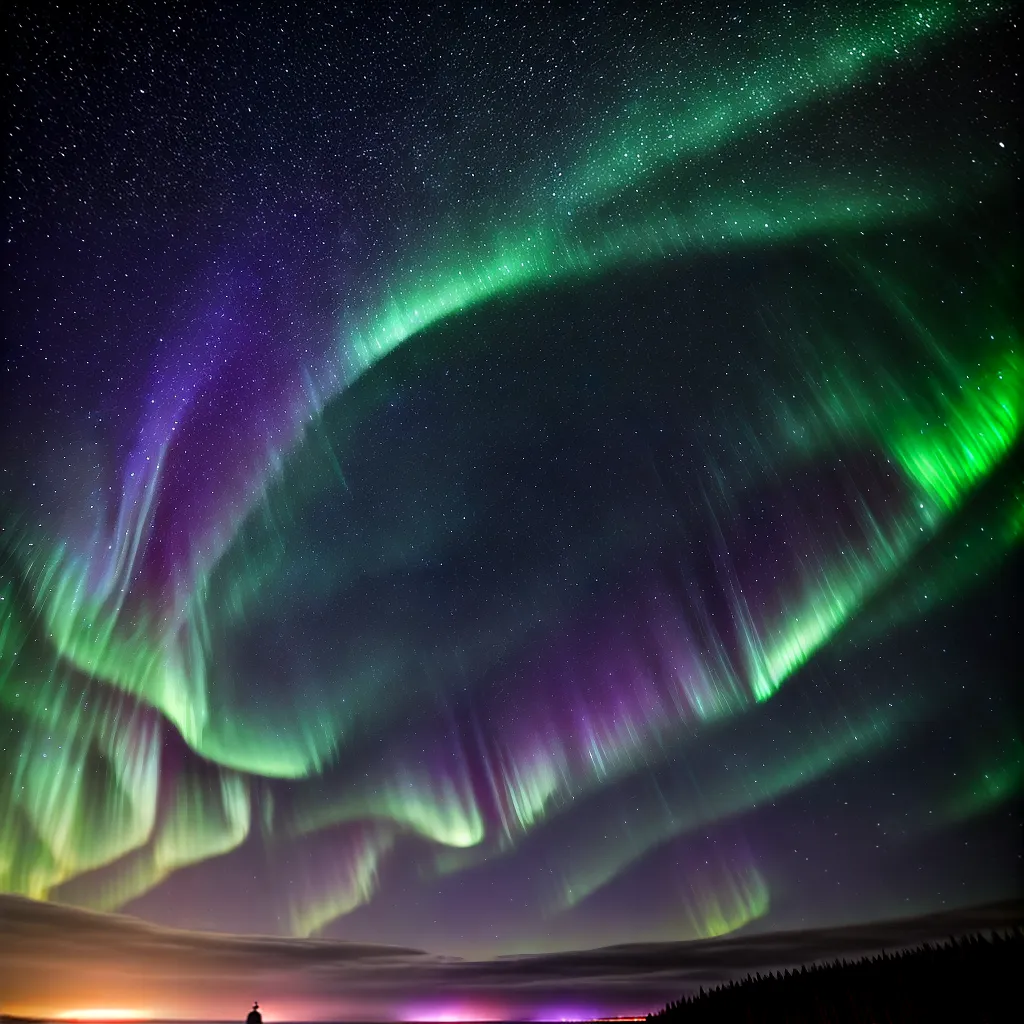 Fotos deitado ceu estrelado aurora boreal