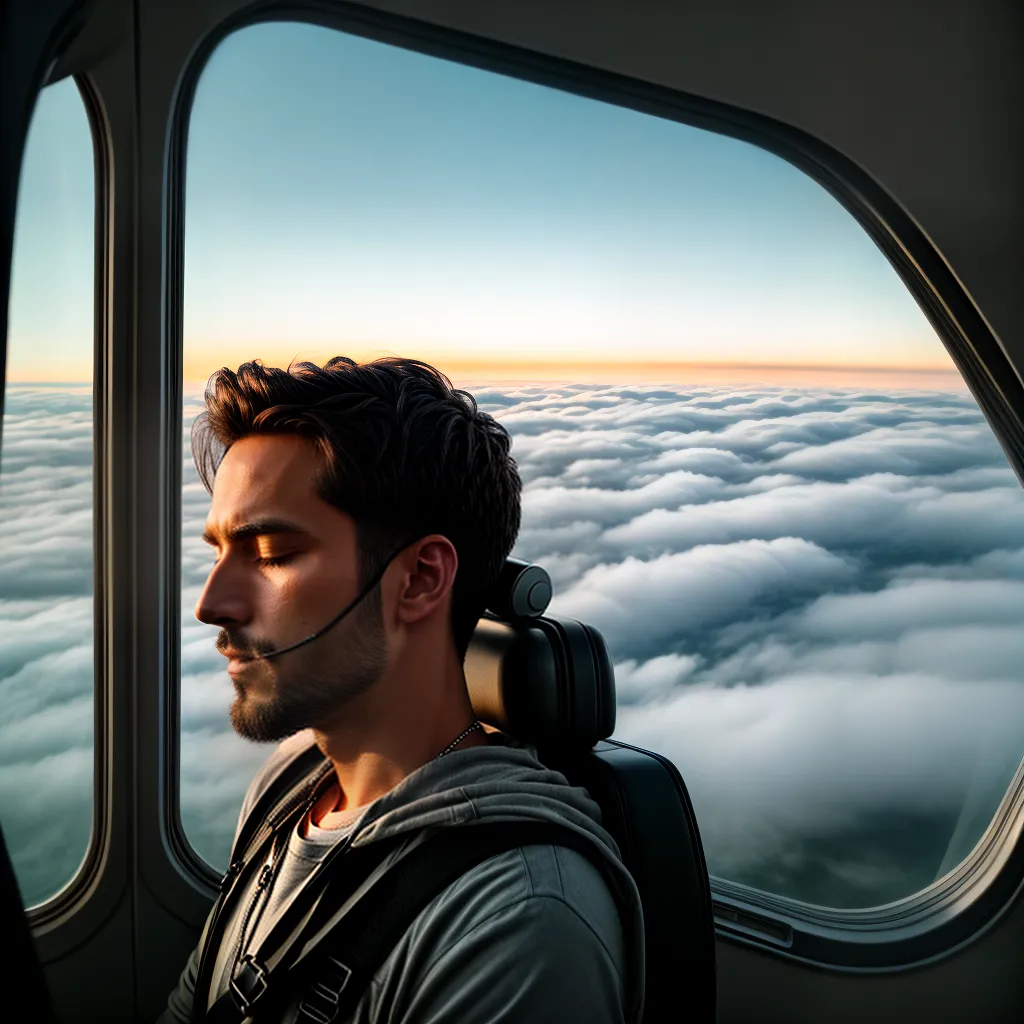 Fotos dormindo aviao travesseiro fones dream