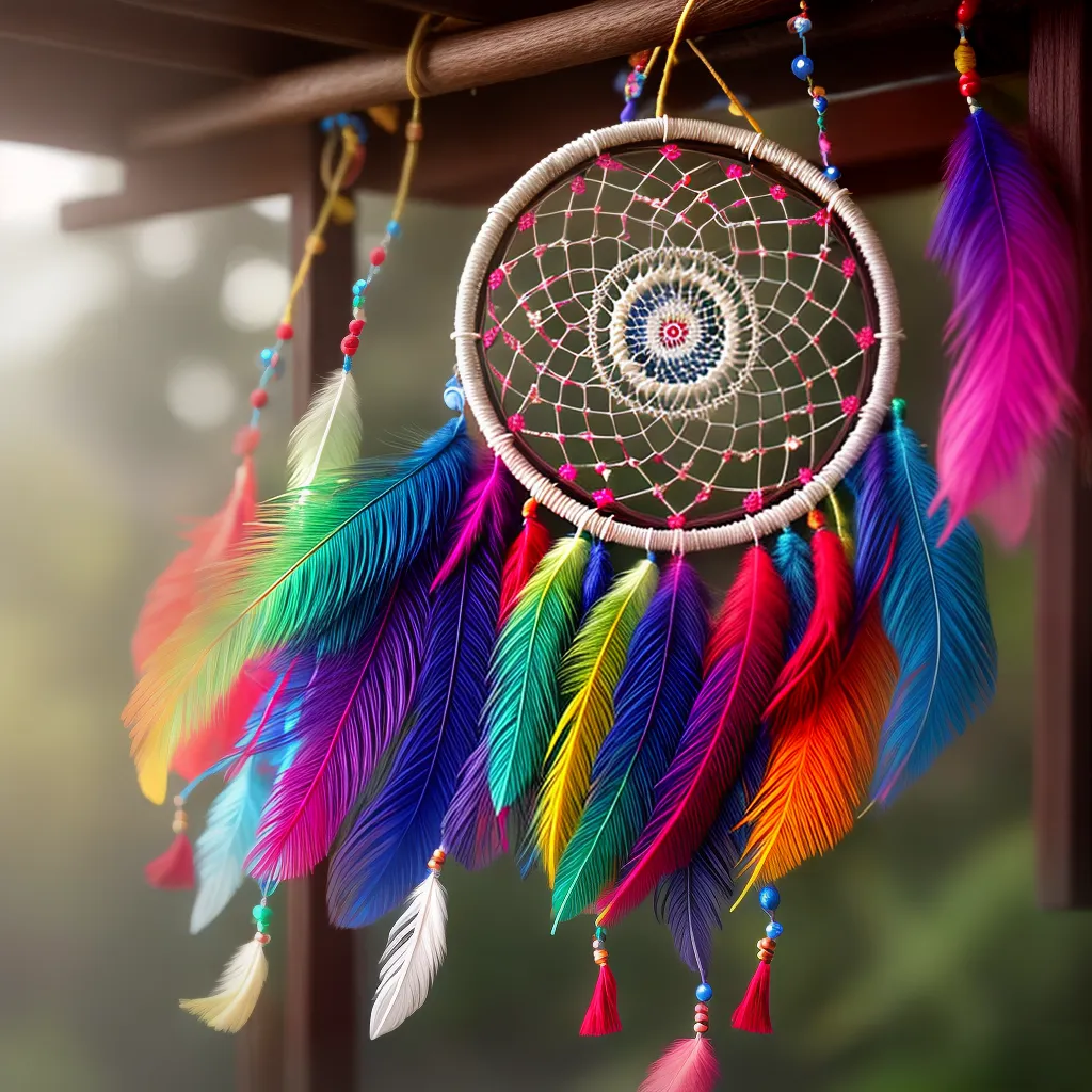 Descubra o Significado de Sonhar com a Bainha dos Sonhos 3 Fotos dreamcatcher colorido pena protecao