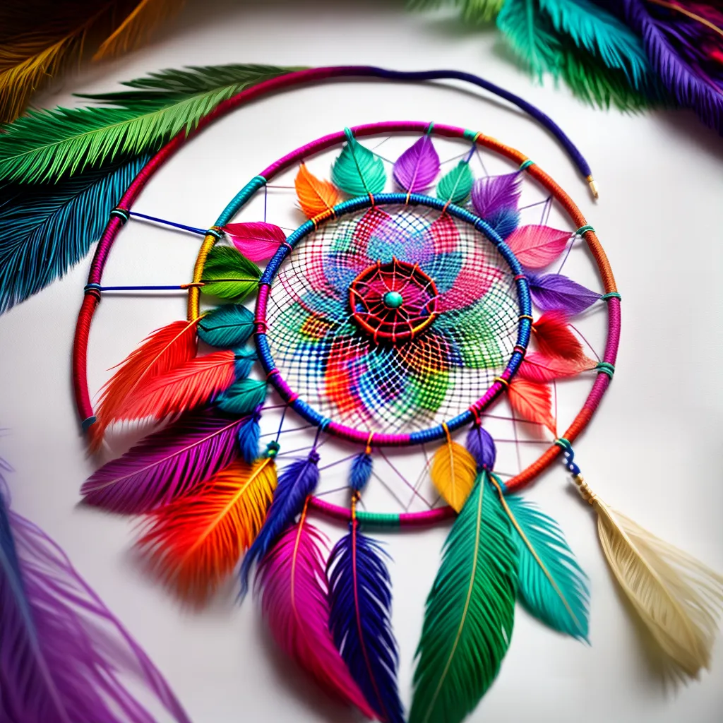 Fotos dreamcatcher colorido teia penas