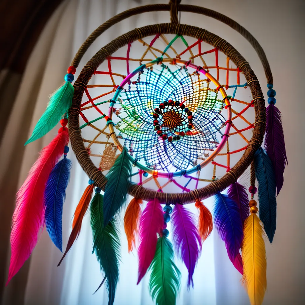Fotos dreamcatcher penas contas cama