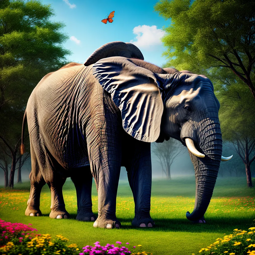 Animais, Cores e Números: A Importância dos Detalhes nos Sonhos 3 Fotos elefante campo flores borboletas numeros