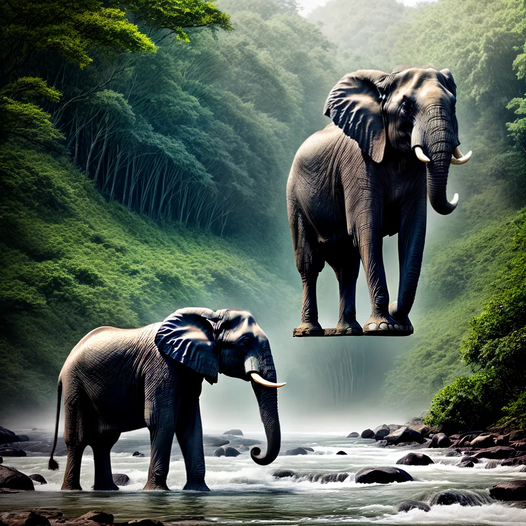 Fotos elefante floresta rio contemplacao