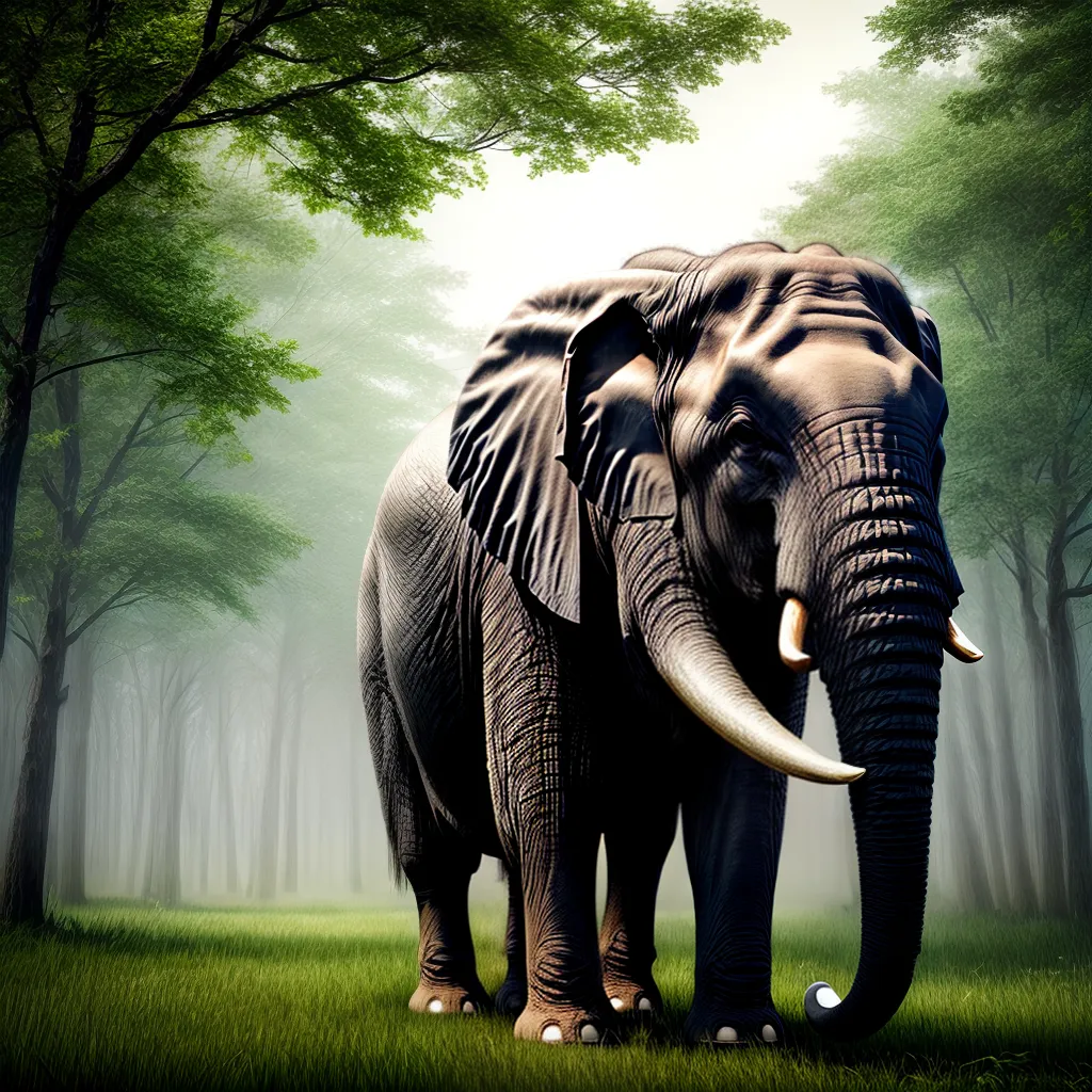 Fotos elefante floresta verde forca sabedoria
