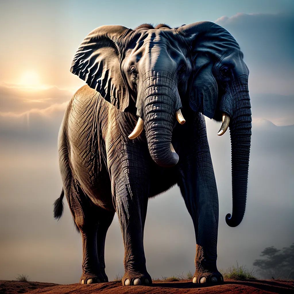 Fotos elefante nevoa paisagem misterio