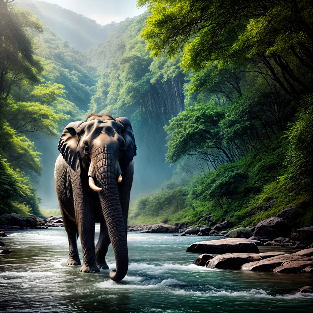 Fotos elefante poderoso rio natureza sonho