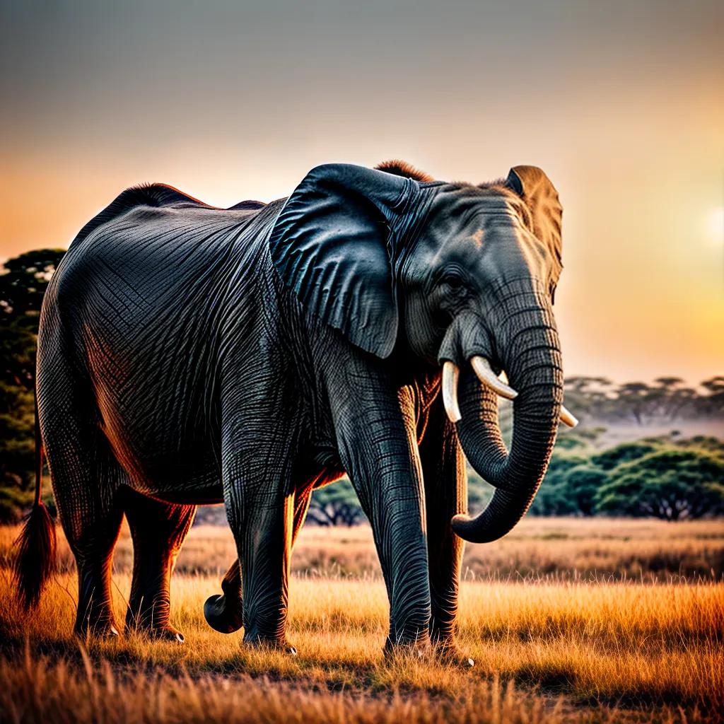 Fotos elefante savana por do sol aventura