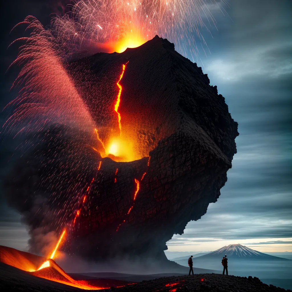 Fotos erupcao vulcanica fogo fumaca pessoa