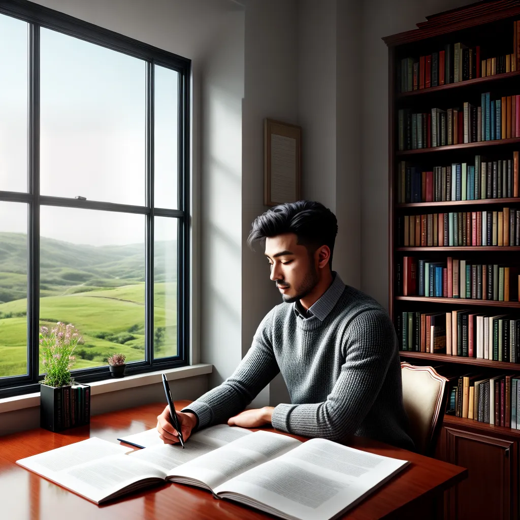 Qual o Significado de Sonhar com uma Poesia? 4 Fotos escritor mesa livros paisagem