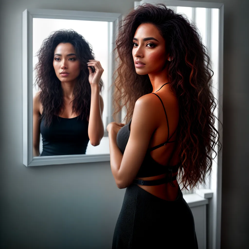 Fotos espelho mulher cabelo emaranhado