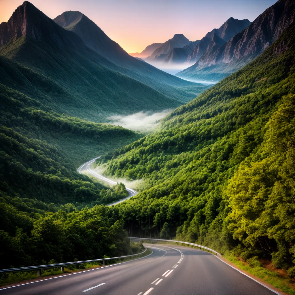 Fotos estrada montanhas paisagem por do sol