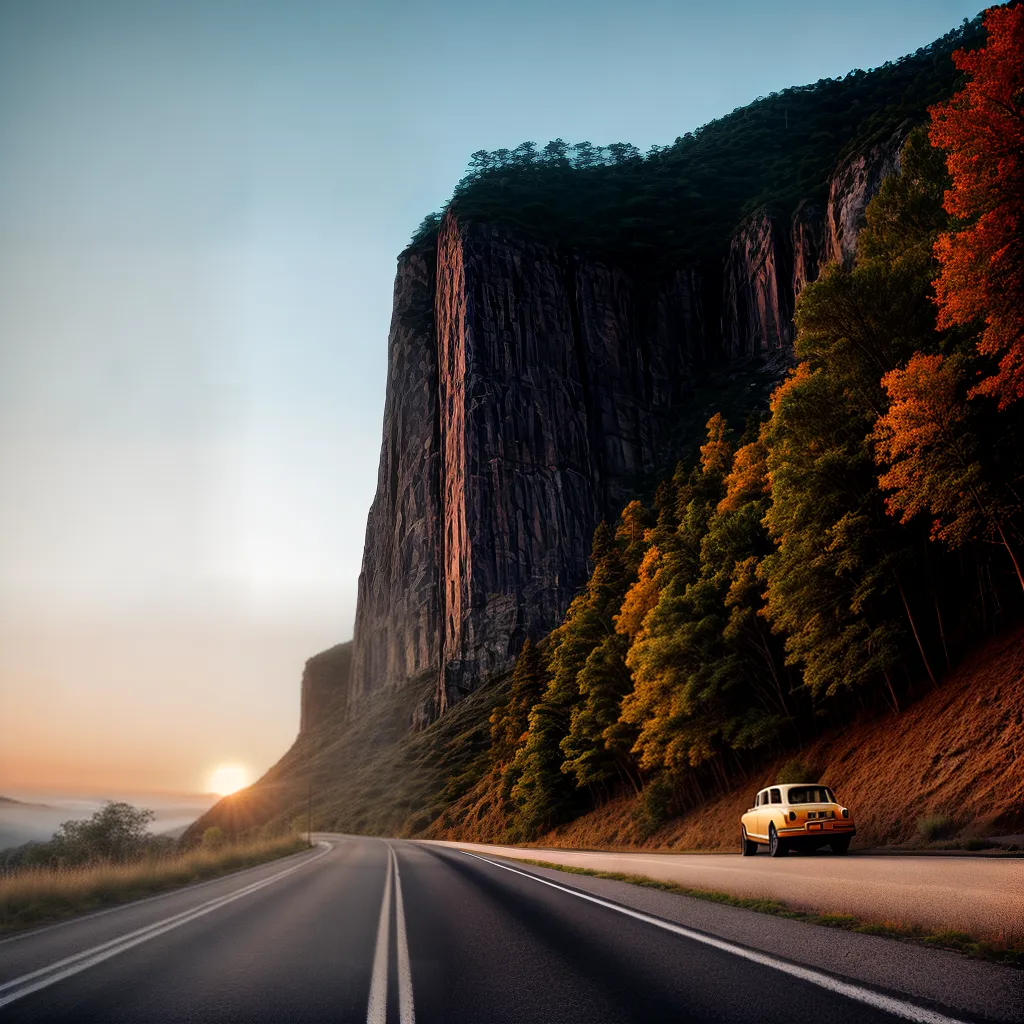 Fotos estrada paisagem por do sol carro vintage