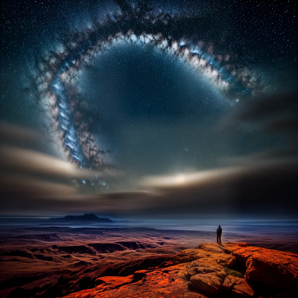 Fotos explorador planeta rochoso estrelas nebulosa