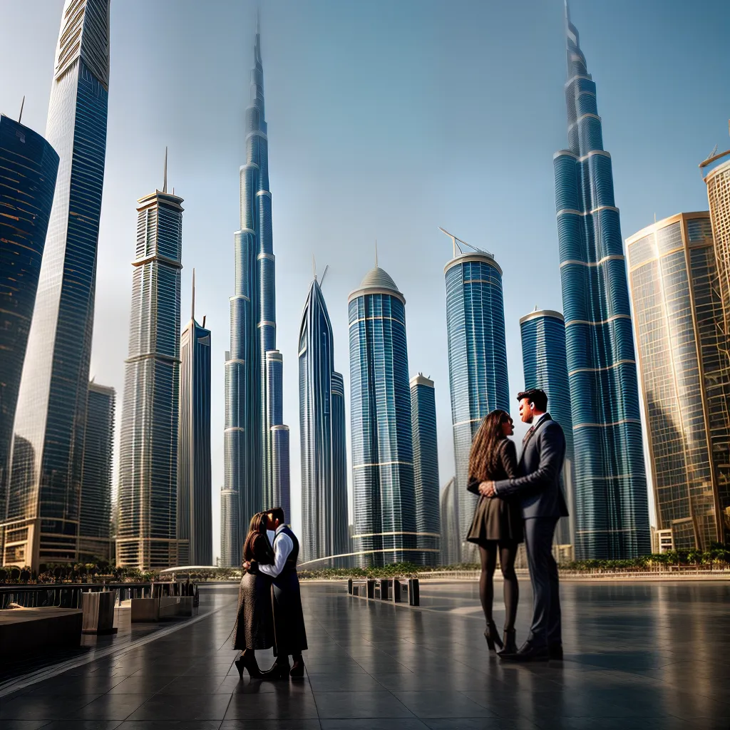 Fotos familia burj khalifa dubai skyline