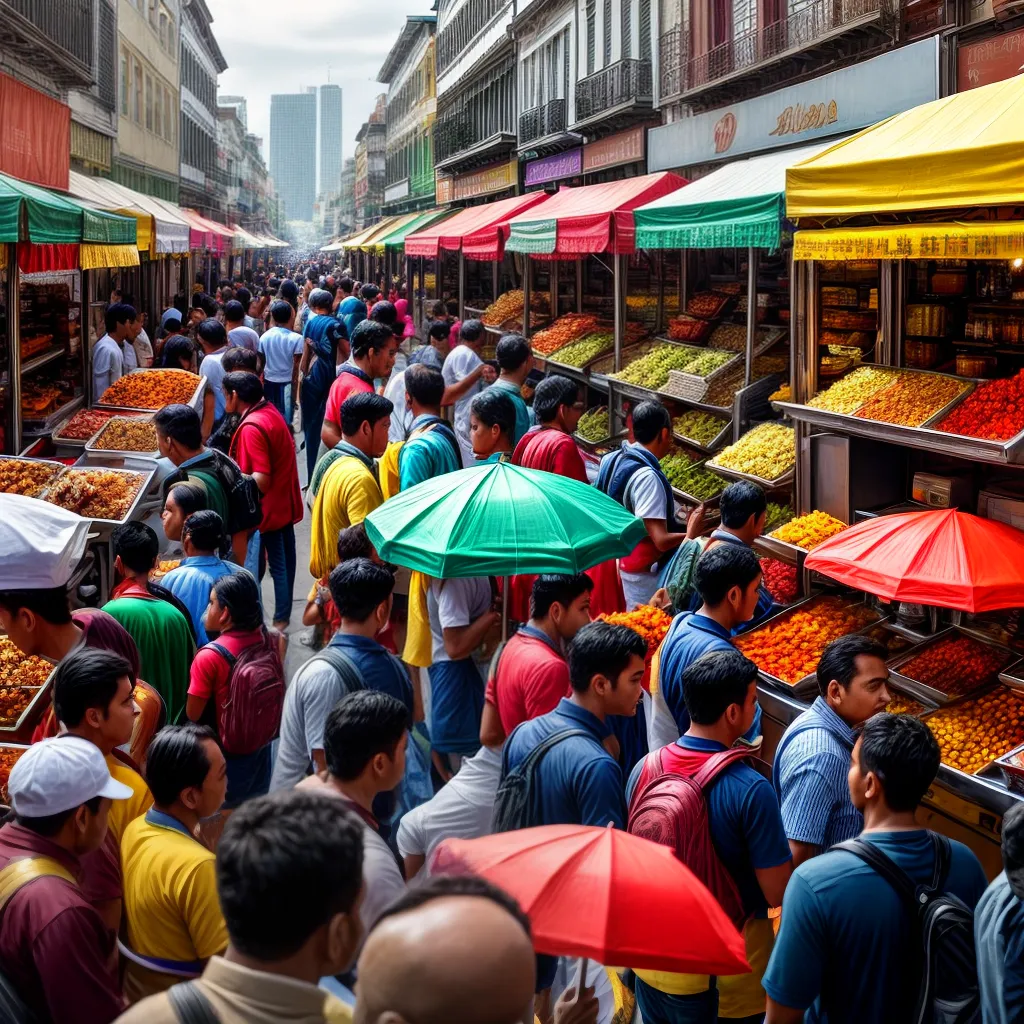Descubra o que Significa Sonhar com Gastronomia Local: Uma Nova Experiência 3 Fotos feira comida rua exotica multidao
