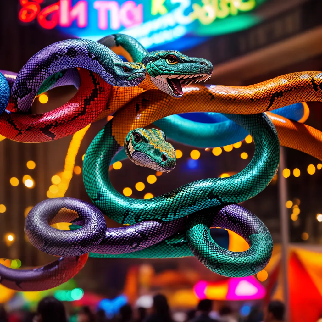 Descubra o Significado de Sonhar com Serpentes em Festivais 2 Fotos festival serpente enfeites cores sonho