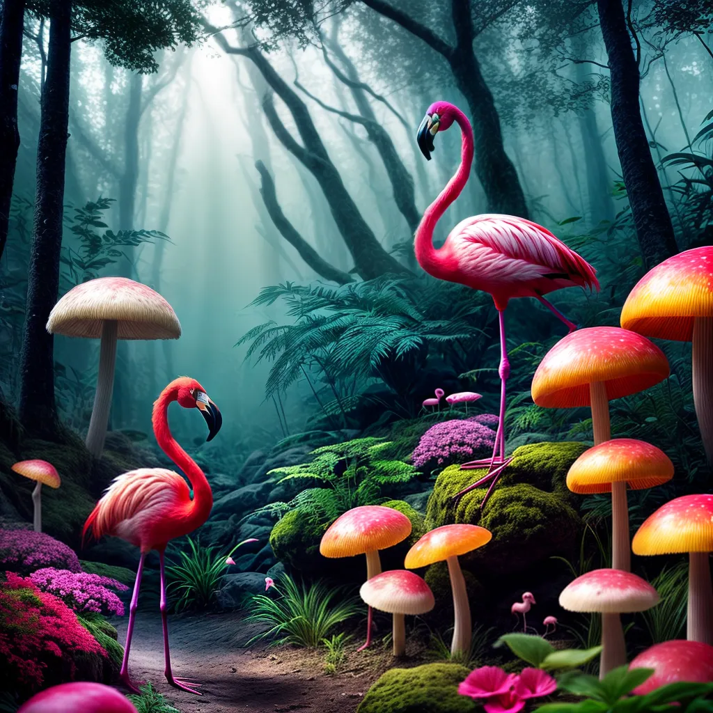Interpretações de Sonhos: Flamingos, Fadas e Fungos 3 Fotos flamingo floresta fadas cogumelos magia