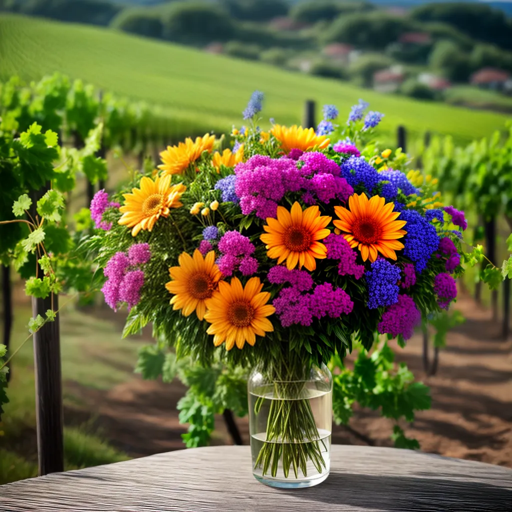 Qual é o Significado de Sonhar com um Vaso de Flores em um Vinhedo? 2 Fotos flor vaso vinhedo colheita