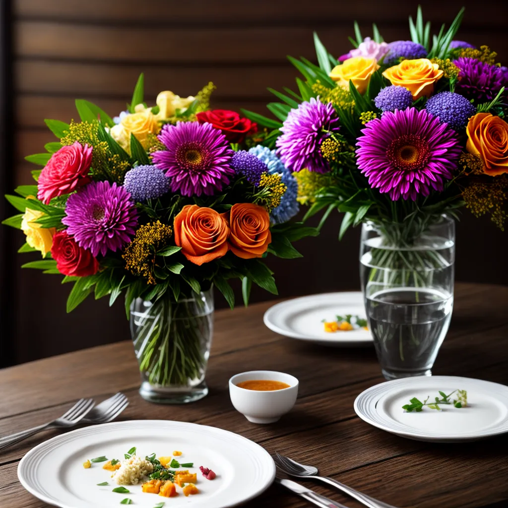 Desvendando o Significado de Sonhar com Flores quando se degusta gastronomia local 3 Fotos flores mesa culinaria local cores