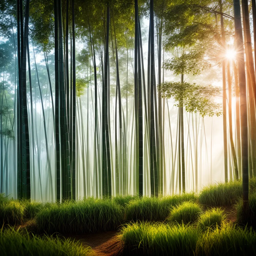 Fotos floresta bambu serenidade raios sol