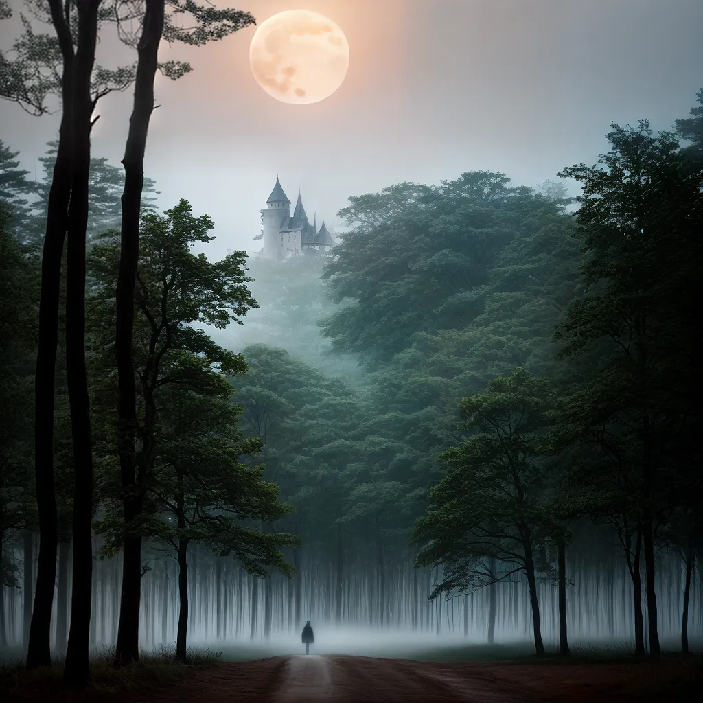 Desvendando o Reino dos Fantasmas em Sonhos 5 Fotos floresta luar castelo silhueta misterio