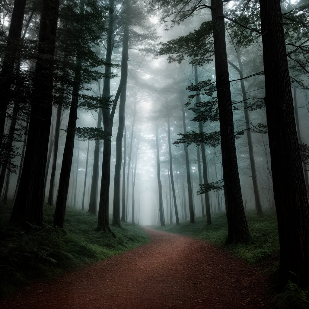 Fotos floresta misteriosa caminho luz busca