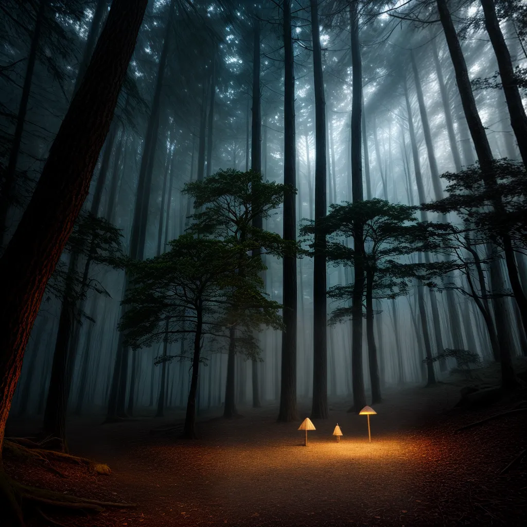 Fotos floresta misteriosa lua cheia magia