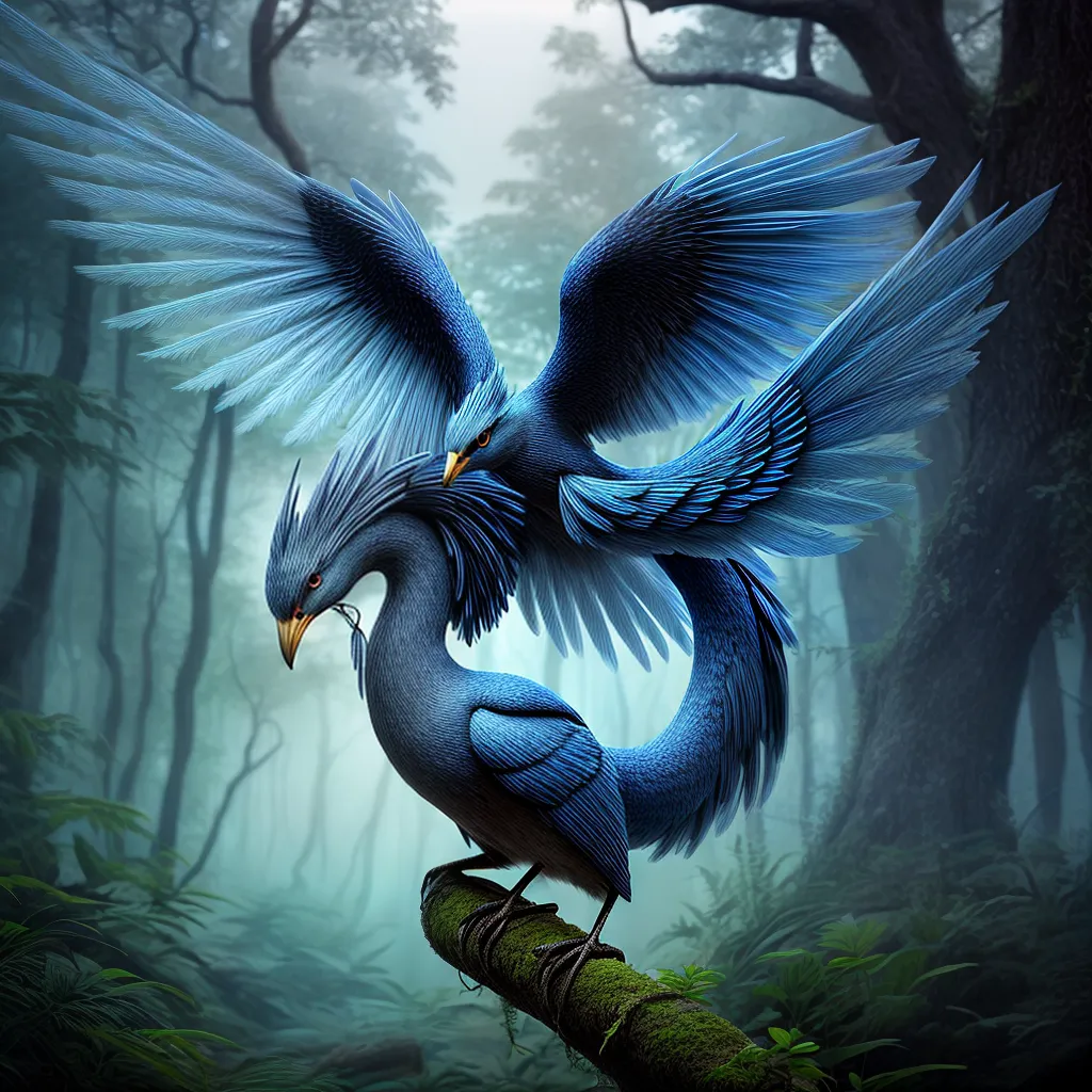Bem-te-vi e Boitatá: O que significa sonhar com animais místicos 4 Fotos floresta mistica bemtevi boitata azul