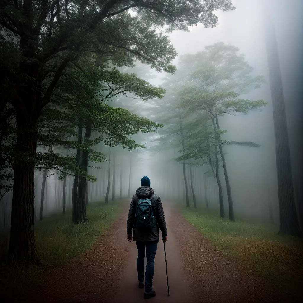 Nevoeiro nos Sonhos: Decifrando Símbolos e Significados 2 Fotos floresta nevoeiro caminhada jornada onirica