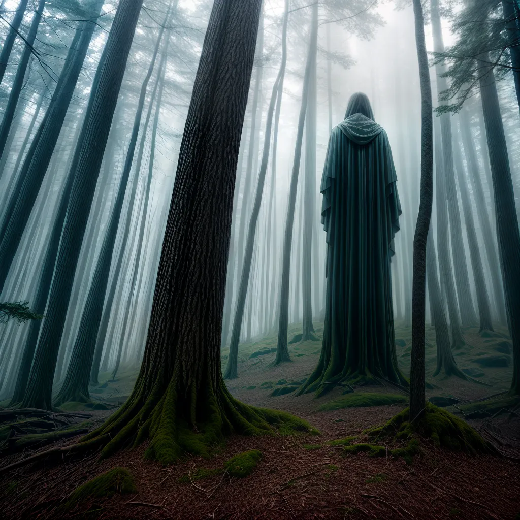Fotos floresta nevoeiro misterio figura eterea