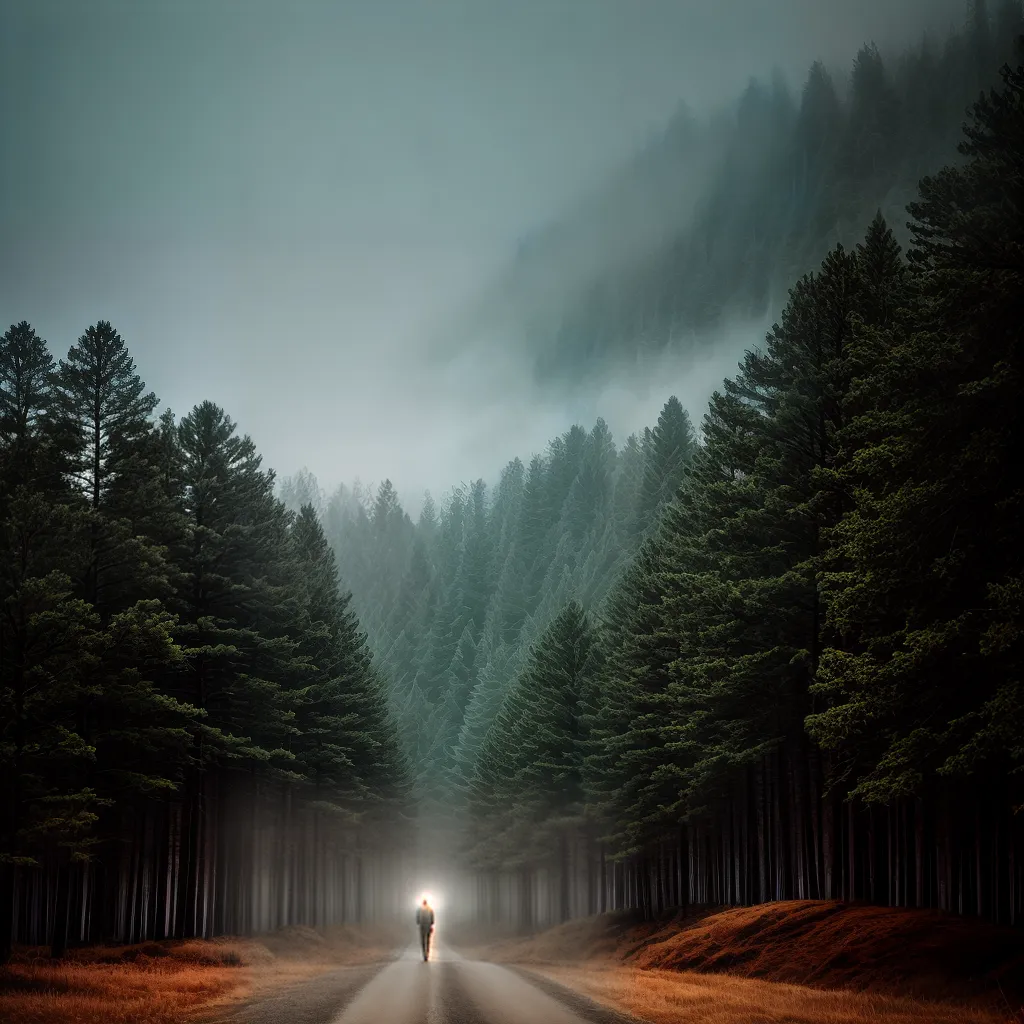 Natureza, Noite e Nostalgia: Descubra o Significado dos Sonhos Mais Comuns com o tema Significado de Sonhos. 4 Fotos floresta nevoeiro noite caminhada luz