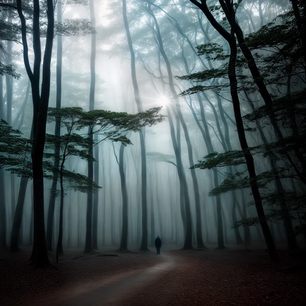 Mistérios dos Sonhos Melancólicos: Entenda o Significado. 4 Fotos floresta nevoeiro portal sombra intriga