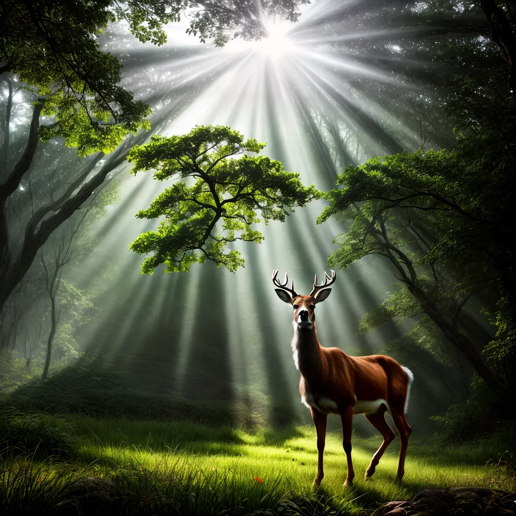Desvendando o Significado de Sonhar com Animais e Natureza 5 Fotos floresta raios sol cervo sonhos