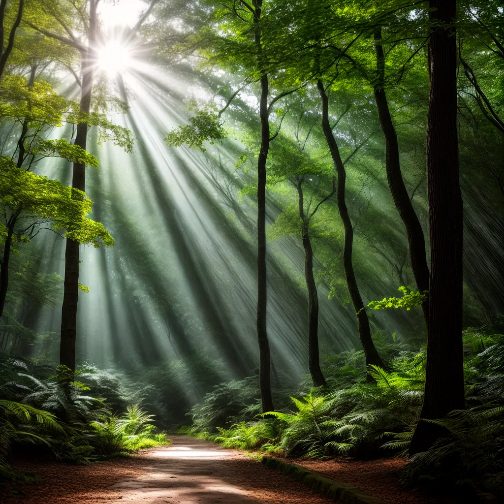 Desvendando os Enigmas do Subconsciente: Qual o Significado de Sonhar com a Natureza Selvagem 5 Fotos floresta raios sol paz