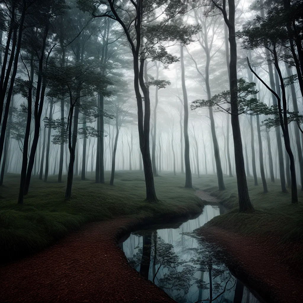 Fotos floresta sombria espelho misterio