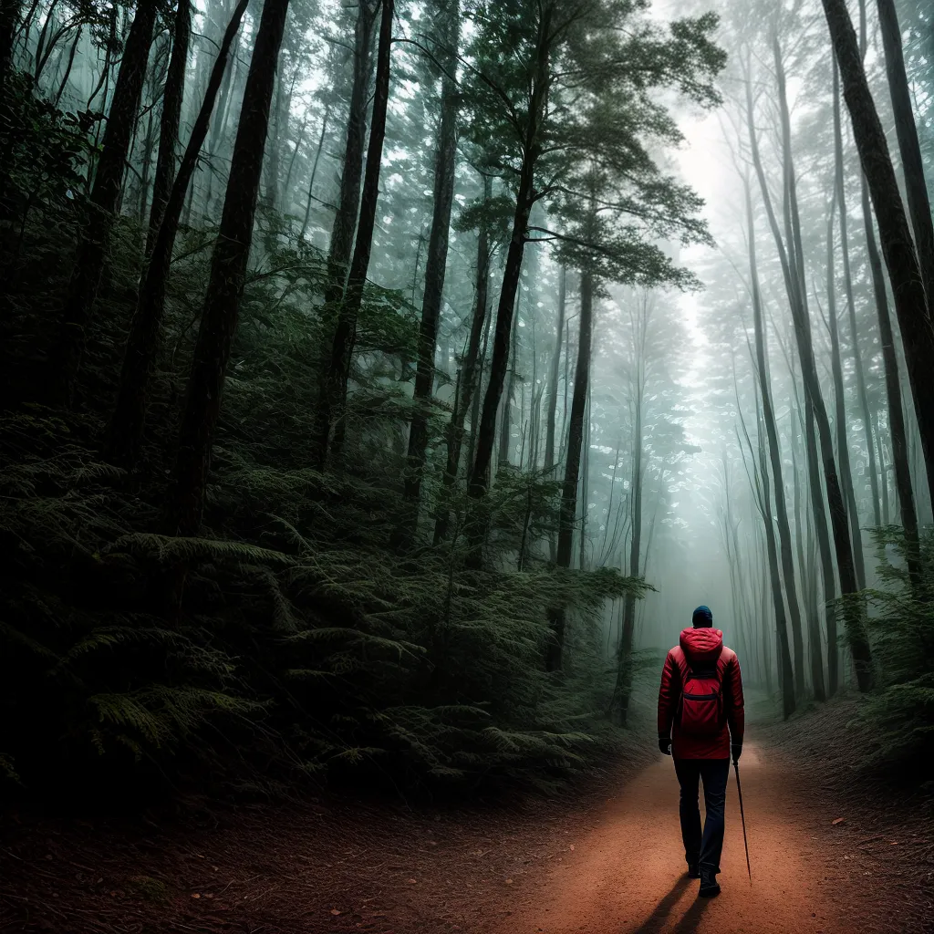 Fotos floresta sombria misterio objeto vermelho