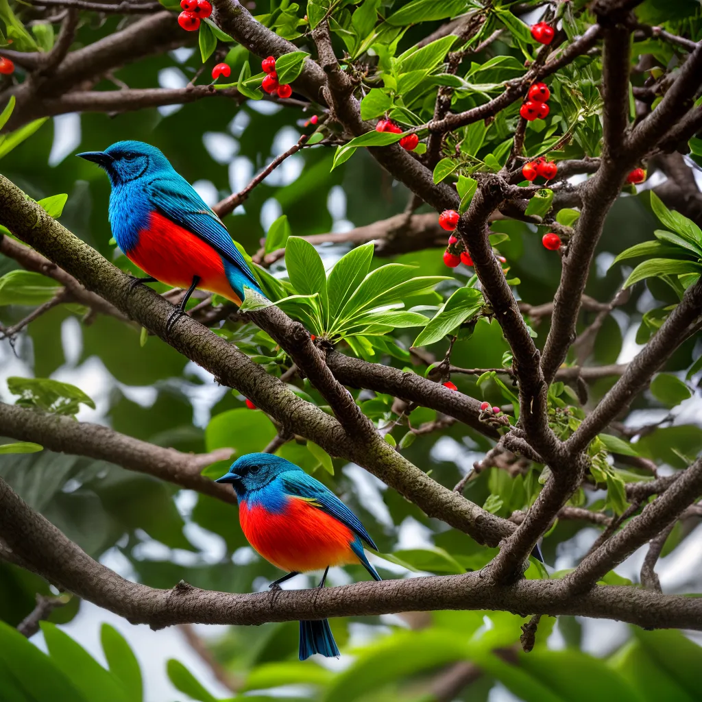 Fotos floresta tropical passaros frutas headphones