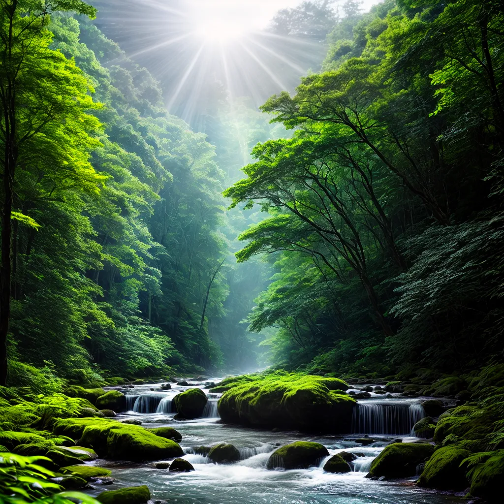 Desvendando o Significado de Sonhar com a Natureza Selvagem 4 Fotos floresta verde rio sol paz