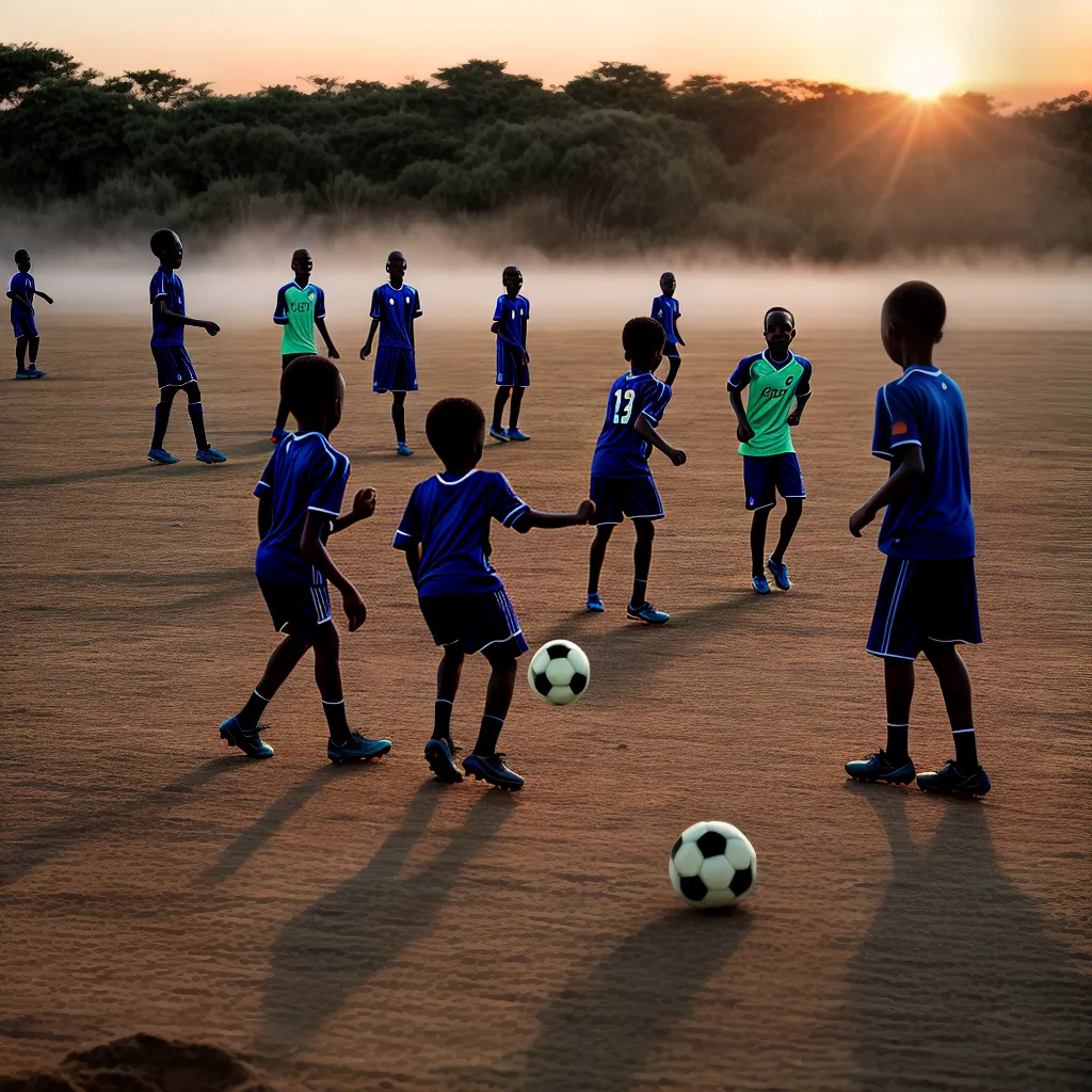 Fotos futebol por do sol criancas africa