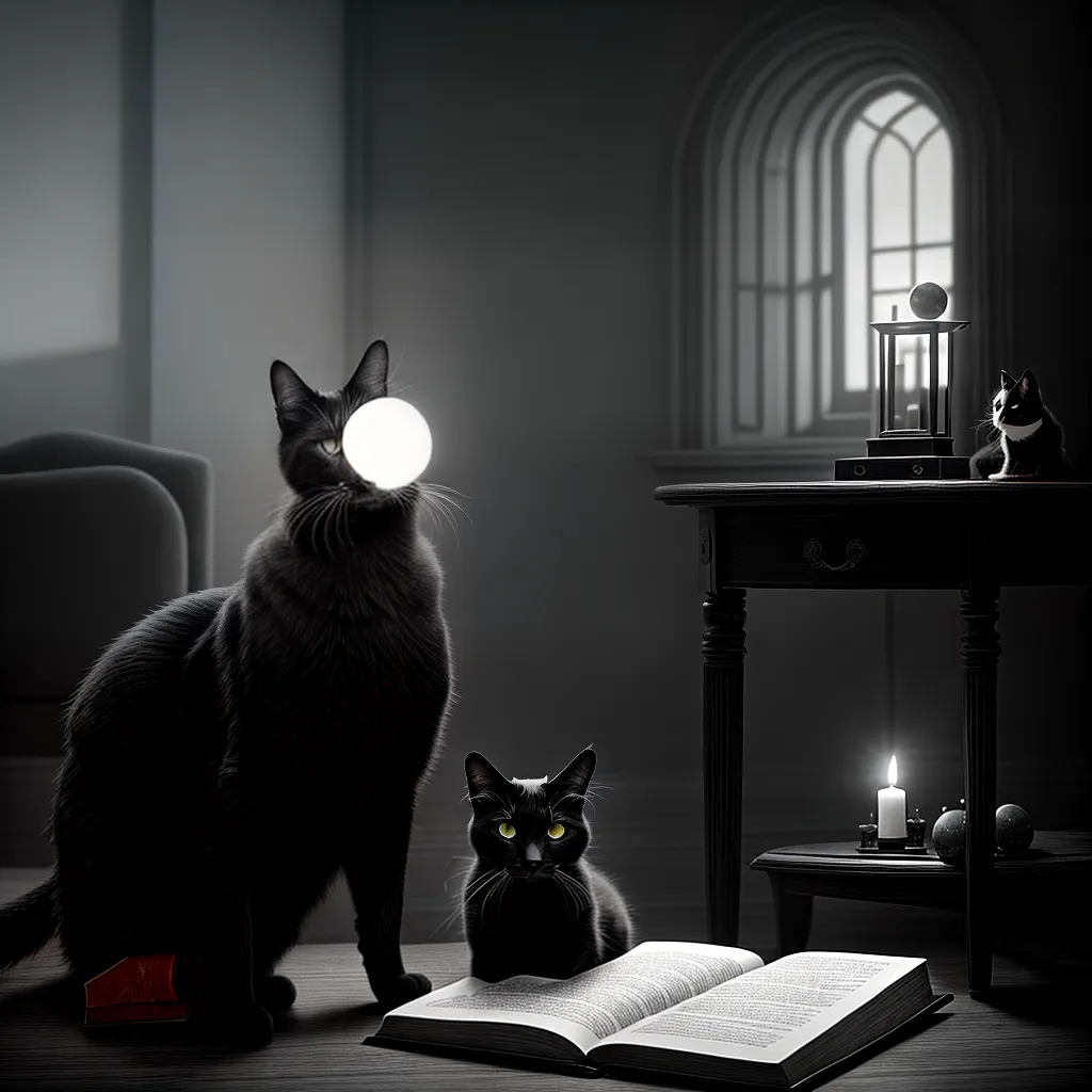 Fotos gato livros bola cristal tarot