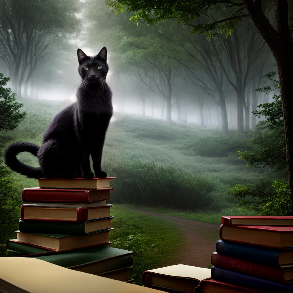 Fotos gato livros floresta sombra