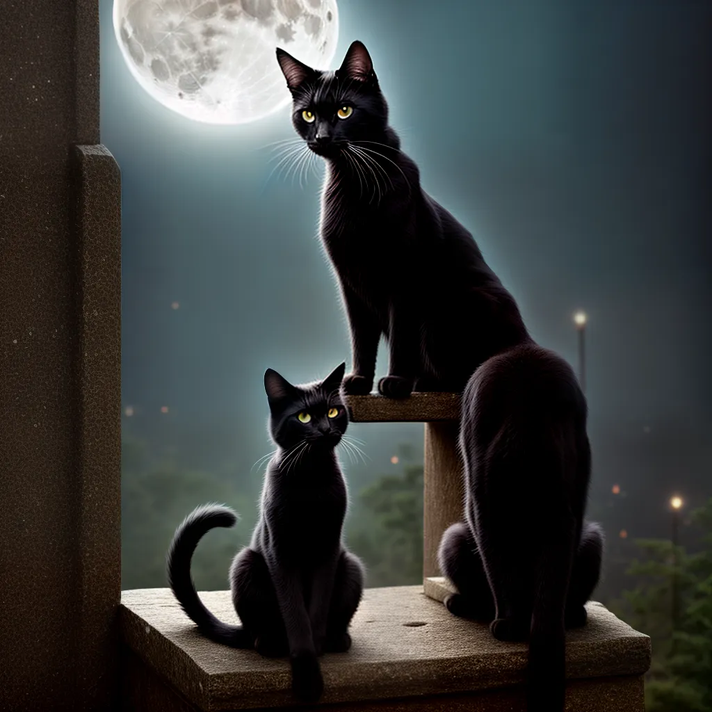 Fotos gato lua cheia misterio magia