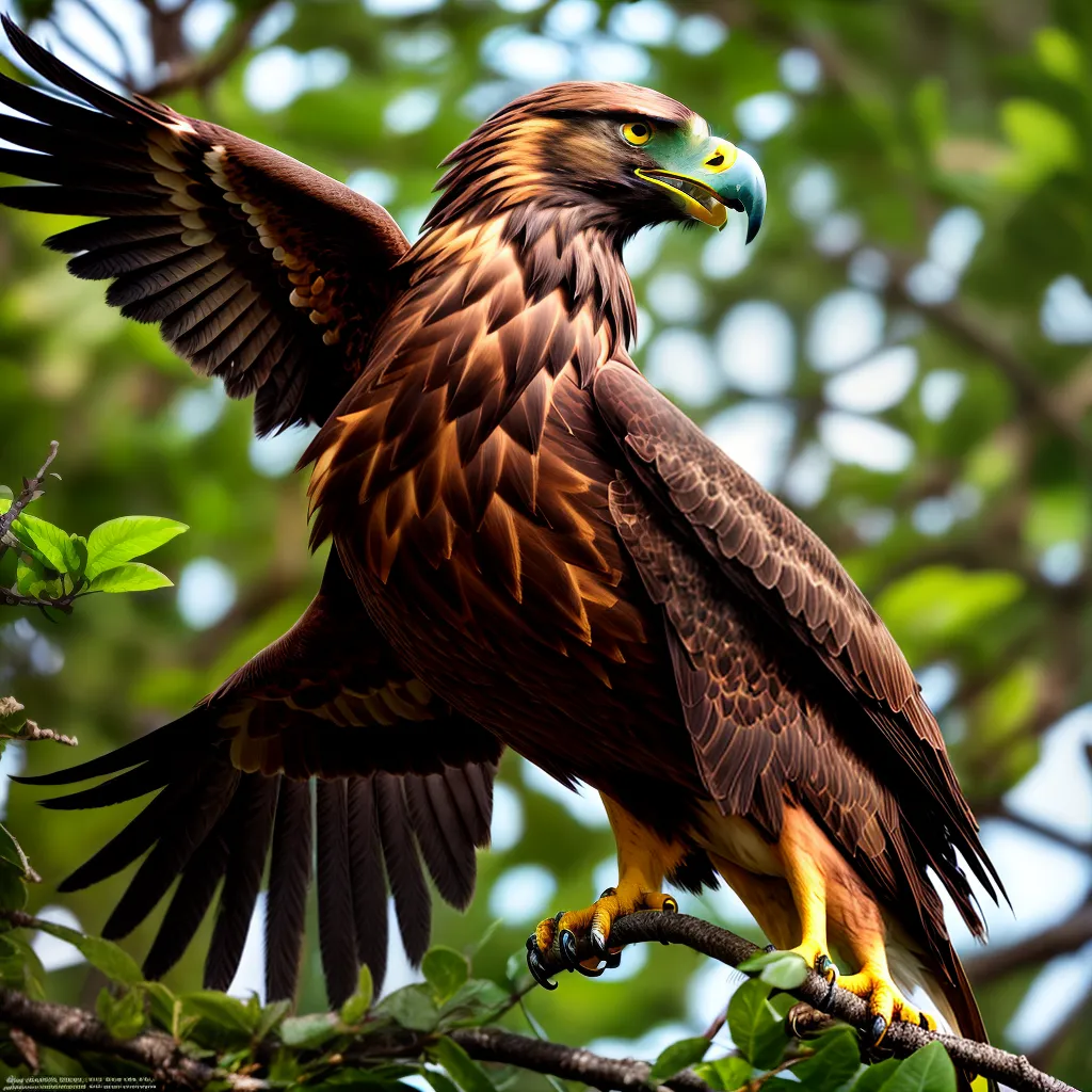 Fotos gaviao dourado voo floresta verde