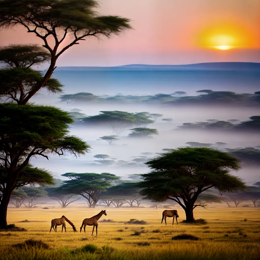 Fotos girafa savana paisagem por do sol