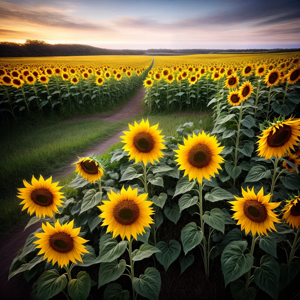 Significado Onírico dos Girassóis e a Busca Pela Felicidade 2 Fotos girassol caminho horizonte felicidade