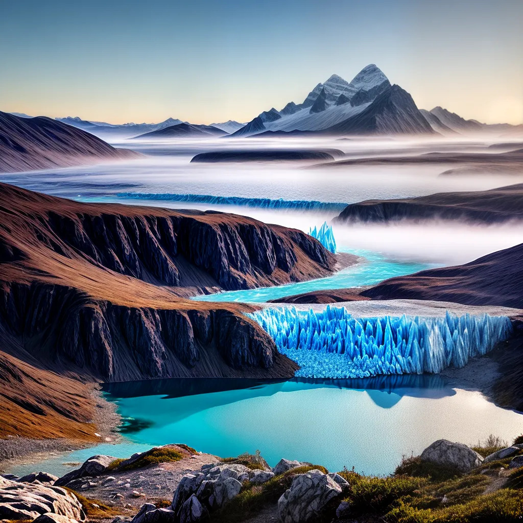 Fotos glaciar azul paisagem serena mistica