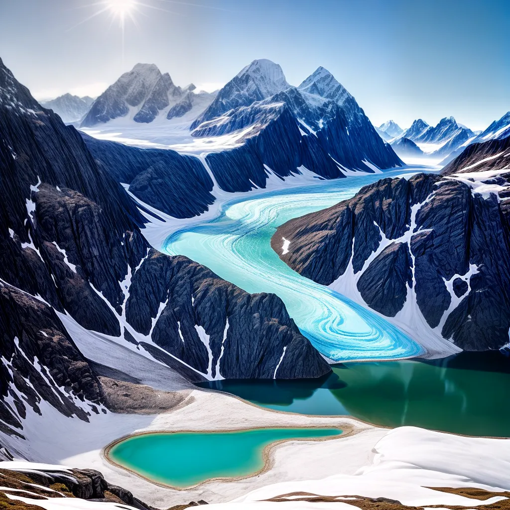 Fotos glaciar sereno paz neve picos
