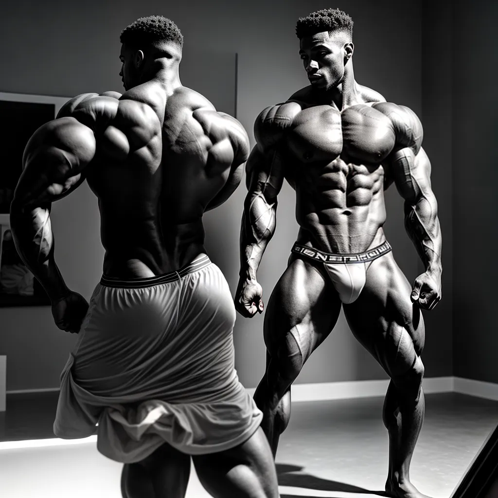Fotos homem musculoso reflexo preto branco