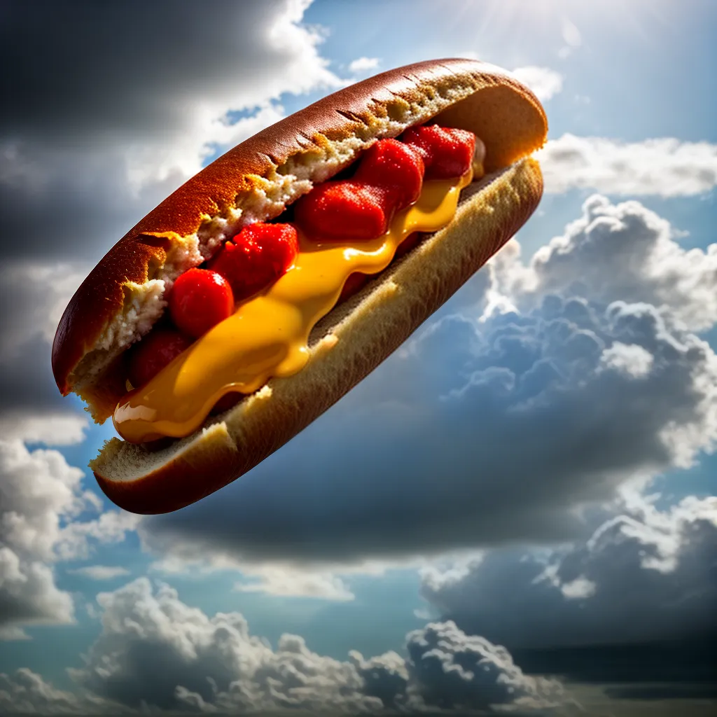 Fotos hot dog ketchup mostarda relish nuvens duvida