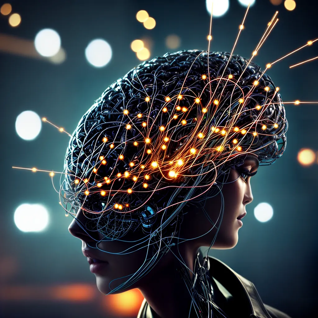 Fotos ilustracao cerebro nanotecnologia padroes circuitos